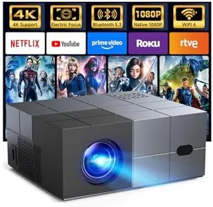 Projector with WiFi 6 and Bluetooth 5.3 - [High Brightness/Electric Focus]Outdoor Movie Projector ,YOWHICK Portable Smart Home Projector 1080P 4K Supported for Movie Night/Home Theater/Bedroom