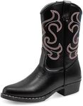 Premium Kids Cowboy Boots - Comfort Fit Toddler Boots - Boys & Girls Durable & Stylish Western Wear for Young Riders (Black)