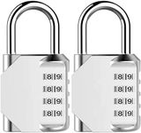 2 Pack Combination Lock Padlocks, BeskooHome Zinc Alloy Combination Padlock Outdoor, Weather Proof Pad Lock with 4-Digit Smooth Dial for School, Gym, Shed Locker, Tool Box - Silver