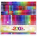 Reaeon 200 Gel Pens Coloring Set - 100 Gel Colored Pen plus 100 Refills for Adults Coloring Books, Drawing, Writing