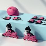 Lifelong Inline Skates for Kids - Roller Skate Shoes-4 Wheels Inline Skates-Skating Shoes for Boys & Girls with Safety Kit- Skate Scooter- Liner Skates-1 Pair of Skates, Small (UK Size 4-7), Pink