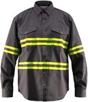 Just In Trend Premium High Visibility Hi Vis Reflective Safety Work Shirts - Long Sleeve (2X-Large, Dark Grey)