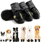 Hcpet Dog Shoes, Dog Boots for Large Dogs, Waterproof Dog Booties Paw Protector for Winter Snowy Day, Summer Hot Pavement, Outdoor Walking, Indoor Hardfloors Anti Slip Sole Black Size 8