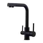 3 Way Water Filter Taps Stainless Steel Swivel Spout Pure Drinking Water Kitchen Sink Mixer Tap Matte Black, DT15K