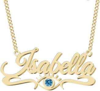 UMAGICBOX Personalized Evil Eye Necklace with Name Custom Nameplate Pendant Jewelry Gift for Women Teen Girl Christmas Birthday