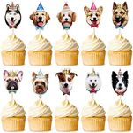 Ercadio 30 Pack Pet Dog Cupcake Toppers Corgi Puggy Cartoon Dog Cupcake Picks Dogs Cupcake Toppers for Pet Theme Baby Shower Kids Birthday Party Cake Decorations Supplies