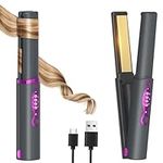 FIRE BULL Cordless Hair Straightener and Curler with Titanium Flat Iron, Professional Salon Straightening and Curling Iron for All Hair Type, Adjustable Temp Fasting Heating Rechargeable, Gifts for Women/Mom/Wife/Her/Birthday