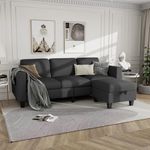 L Shaped Living Room Cloud Couch: Small Modular 3 Seat Sectional - Comfy Linen with Storage Deep Seat Sofa,Washable Covers,Suitable for Living Room, Apartment, Office, Bedroom-Dark Grey