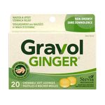 Gravol Ginger - Nausea & Upset Stomach Relief with Organic Ginger Extract - Chewable, Great Taste & Non-Drowsy - 20 Lozenges (Pack of 1)