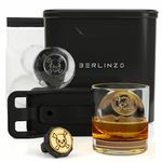 Berlinzo Premium Clear Ice Ball Maker [2024 Upgraded] - 2 Large 2.4-inch Crystal Clear Ice Balls for Whiskey Cocktail, Easy-to-Remove Ice Sphere Mold - Bonus Storage Bag & Ice Press Stamp Ring, Black