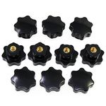 OCR 10PCS M6 Thread Clamping Knob Black Plastic Hand Knob Star Shape Knob Handle for Machine Tool(m6-10pcs)