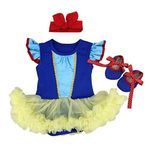 MYRISAM Christmas Costumes for Baby Toddler Girls Snow White Princess Birthday Bodysuit Romper Tutu Dress w/Headband Shoes 0-3M