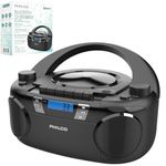 Philco Bluetooth CD Boombox with Cassette, MP3 CD USB Playback The Ultimate Retro Music Combo with Best Class Sound Performance, 12 watts, and Telescopic FM Antenna Provides Maximum Radio Reception