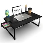 PAYOCA Laptop Bed Tray Table, Laptop Desk for Bed,Foldable Lap Desk Stand Notebook Desk Adjustable Laptop Table for Bed Portable Notebook Bed Tray Lap Tablet with Cup Holder (B-COTTED* Black)