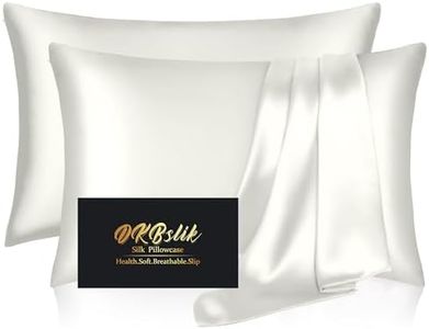 Silk Pillow Cases 2 Pack, Mulberry Silk Pillowcases Standard Set of 2, Health, Smooth, Anti Acne, Beauty Sleep, Both Sides Natural Silk Satin Pillow Cases for Women 2 Pack with Zipper for Gift, Ivory