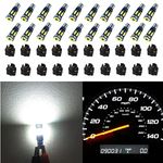 WLJH Canbus Super Bright Pc74 Twist Lock Socket T5 2721 286 73 74 Led Powerful 7Smd 4014 Chip Instrument Panel Cluster Lights Gauge Dash Indicator Light Bulb Kits 12V White - 20 Pack