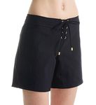 Helen Jon Women's Resort Essentials 7 Inch Lace-Up Boardshort, Black, 2