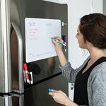 Magnetic Dry Erase Whiteboard Sheet for Kitchen Fridge: with Stain Resistant Technology - 19x13 - Includes 4 Markers and Big Eraser with Magnets - Refrigerator Grocery List White Board Organizer