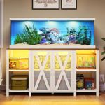 DWVO Reptile Tank Stand Aquarium Stand with Power Outlet & LED Light, 75/90/120 Gallon Terrarium Stand Cabinet - Heavy Duty Fish Tank Stand for Turtle Tank, Reptile Terrarium, 2000LBS Capacity, White