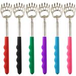 FEPITO 6 Pack Extendable Telescopic Back Scratcher, Stainless Steel Back Scratcher Massager Tool with Soft Rubber Grip for Body Massage