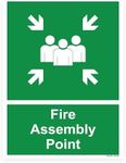 RDLCAR Fire Assembly Point Sign - Fire Action Safety, Health & Safety Signs, Used in Building Exit, Outdoor Space, Easy to Read Emergency Safety Labels Measures 400mm x 300mm x 1mm, Rigid Plastic