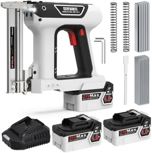 GoYwato 21V Cordless Nail Gun - 18 Gauge 2 in 1 Portable Battery Powered Electric Brad Nailer with 2 x 4.0Ah Batteries & Charger & 1000 Nails & 1000 Staples for Cupboard & DIY Upholstery & Woodworking