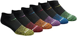 Saucony Men s Multi-Pack Mesh Ventilating Comfort Fit Performance No-Show Socks, Fashion Tipped Black (6 Pairs), Shoe Size 6-9 UK