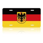 Germany Flag Car Front License Plate Cover German Personalise License Plate Rust-Proof Stainless Steel Metal Car Plate Tag Funny Novelty Vanity Tag Decoration 4 Holes Screw 12.2"x 6.2" Men Women