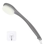 ROLIZOE Shower Back Scrubber for Shower with Soft Bristles, Back Brush Shower Long Handle, Exfoliating Body Scrubber Dry Brushing Body Brush Wet Brush, Plastic-Grey