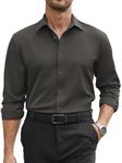 COOFANDY Mens Button Down Shirts Soild Wrinkle Free Stretch Business Casual Shirt Dark Grey S