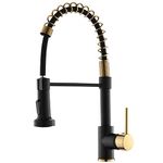 Black Gold Kitchen Faucet - AIMADI Matte Black Kitchen Faucet with Pull Down Sprayer Commercial Single Handle Spring Kitchen Faucet for Kitchen Sink,M