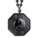 Natural Obsidian Yin Yang Necklace 