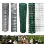 Chicken Wire Mesh Roll 600mm x 50m, Green PVC Coating Hexagonal Wire Mesh, Netting Fence Lightweight, Protect Plant Poultry Safety, Garden Netting Fencing