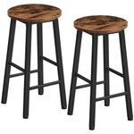 HOOBRO Bar Stools, Set of 2 Bar Chairs, 63 cm Height Stools, Breakfast Bar Stools, Industrial Kitchen Bar Chairs, for Dining Room, Kitchen, Bar, Solid and Stable, Rustic Brown and Black BF07BY01G1