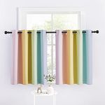 NICETOWN Rainbow Valances for Girls Bedroom,Playrooms,Nurseries,Colorful Window Short Curtains for Kitchen,Bunk Beds,Bathroom Christmas Decorations (W52 x L36,Set of 2)