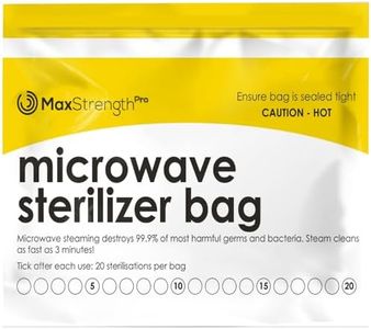 Max Strength Pro Microwave Steam Sterilizer Bags 20pc for Baby Bottles, Soothers, Teethers, Breast Pump Parts, Training Cups, Accessories, Reusable Large Bags, 20 Uses Per Bag, Easy Tracking System