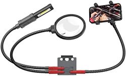 Real Avid Smart‑Assist Accessory System – Quick‑Connect Hands‑Free Workbench Kit with Rechargeable 180‑Lumen Work Light, 5" Magnifier & Cell Phone Holder for DIY Projects