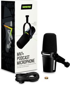 Shure MV7+ Podcast Microphone – Black USB/XLR Dynamic Mic