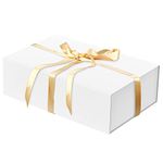 Luxury Large Gift Box 13.8x9x4.3 Inches Storage Box Ribbon Magnetic Closure for Luxury Packaging Box for Mother's Day, Birthdays, Bridal Gifts,Weddings (White)