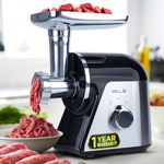 iBELL MT1650J Meat Grinder, 1800W, Stainless Steel, Heavy Duty Mincer Machine with 4 Attachments for Mincing/Chopping Meat, Sausage/Kebab Maker (Black)