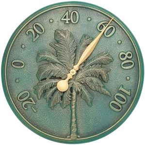 Whitehall Palm Tree Thermometer, Bronze Verdi, 16" Dia.