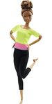 Barbie Made to Move Fashion Doll with Brown Hair Wearing Green Color-Blocked Top & Yoga Leggings, Flexible with 22 Posable "Joints"