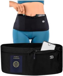 StashBandz [Upgraded] No-Slip Running Belt - Dual-Track Silicone Grip & Rapid-Dry Fabric - 4-Pocket Travel Money Belt & Slim Fanny Pack for Women & Men - Midnight Black