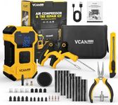 Flat Tire Repair Kit with Air Compressor, 150PSI Portable Air Pump with Auto-Stop & LED, Heavy Duty Tire Plug Kit for Car, SUV, Truck, Jeep, Motorcycle, Roadside Emergency Assistance (YELLOW)