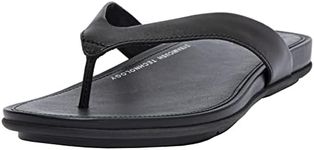 Fitflop Women's Gracie Leather FLIP-Flops Flat Sandal, All Black, 6 UK