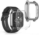 kwmobile Case Compatible with Garmin Venu Sq 2 Music/Sq 2 Case - 2X TPU Silicone Fitness Tracker Cover - Transparent/Silver