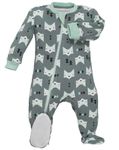 ZIPPYJAMZ Organic Baby Footed​ Sleeper PJ's w/Inseam Zipper for Quicker and Easier Diaper Changes - Quiet Fox Green (3-6 Mos)