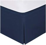 Linen Plus Twin Size Luxury Tailored Bed Skirt 14" Drop Pleated Styling Dust Ruffled Solid Navy Blue