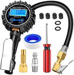Nilight - 50057A Digital Tire Inflator Deflator with Pressure Gauge 250 PSI Air Chuck and Compressor Accessories with Rubber Hose and Quick Connect Coupler for 0.1 Display Resolution