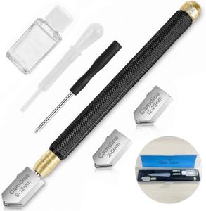 Glass Cutter 2mm-20mm, Upgrade Glass Cutting Tool with Glass Cutting Oil, Pencil Style Oil Feed Carbide Tip Glass Cutter for Mirror/Tiles/Mosaic.
